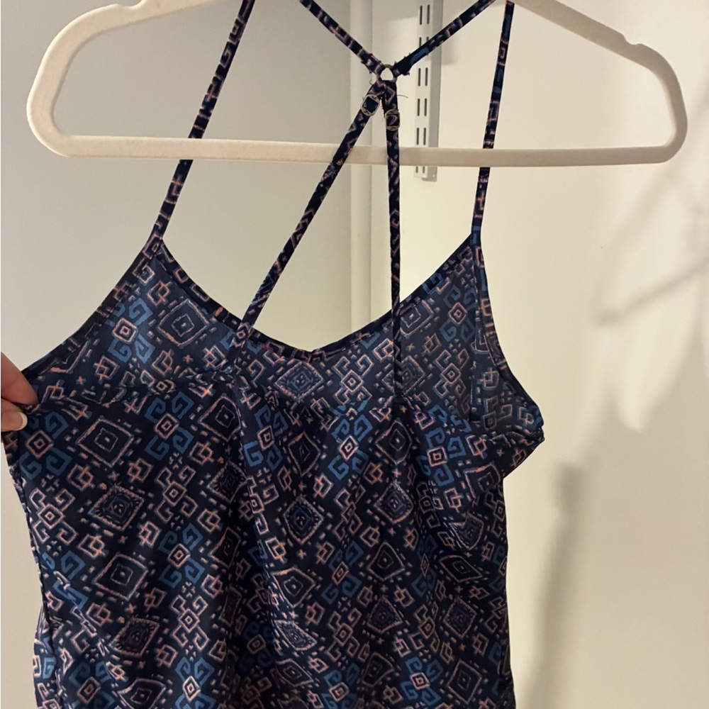 Hollister Navy & Pink Geometric Strappy Cami